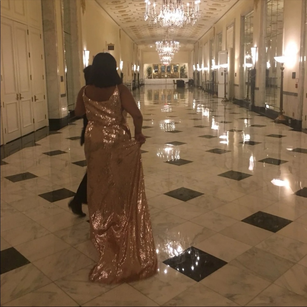 Rose Gold Sequin Prom Dress